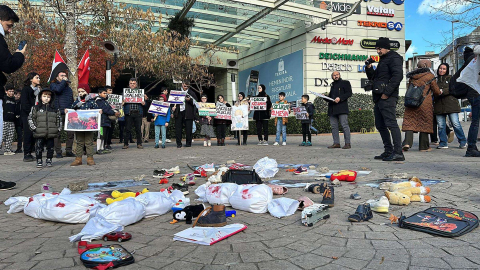 Edirne ve Tekirdağ'da İsrail protestosu; çocuk ölümleri canlandırıldı