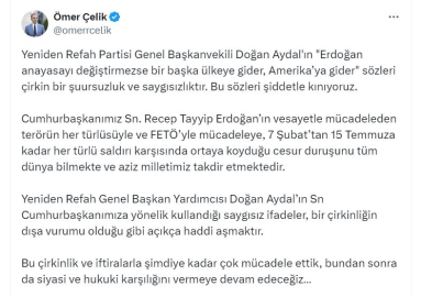 AK Parti'li Çelik'ten YRP'li Aydal'a tepki