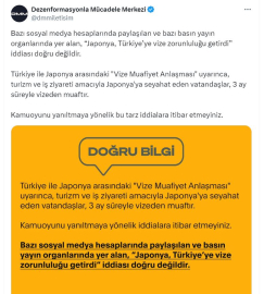 Japonya'nın Türkiye'ye vize zorunluluğu getirdiği iddialarına yalanlama