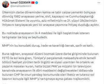 MHP'li Özdemir: Anayasanın ilk 4 maddesi ile ilgili tartışmalar boştur