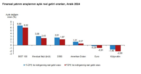 TÜİK: Aralıkta en yüksek reel getiriyi BIST 100 endeksi sağladı