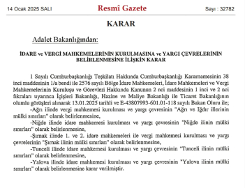 Bakan Tunç: İdare ve vergi mahkemelerinin kurulması kararı Resmi Gazete'de